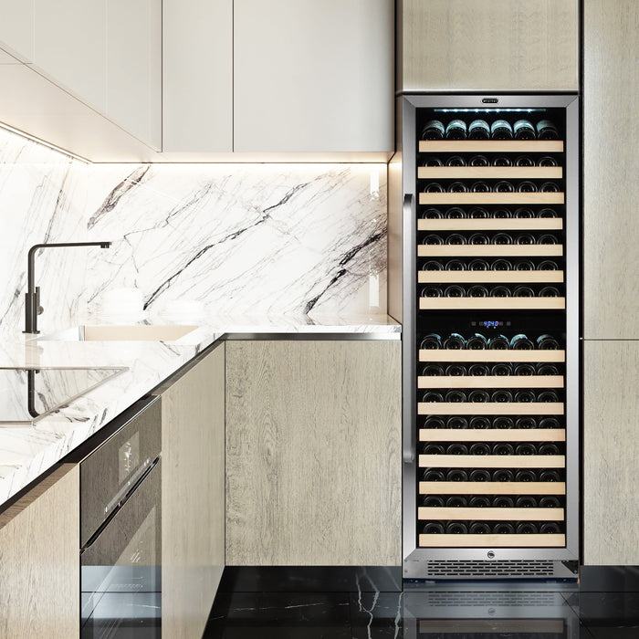 Whynter BWR-1642DZ/BWR-1642DZa 24" 164 Bottle Large Capacity Built-in Stainless Steel Dual Zone Compressor Wine Refrigerator with Display Rack and LED display