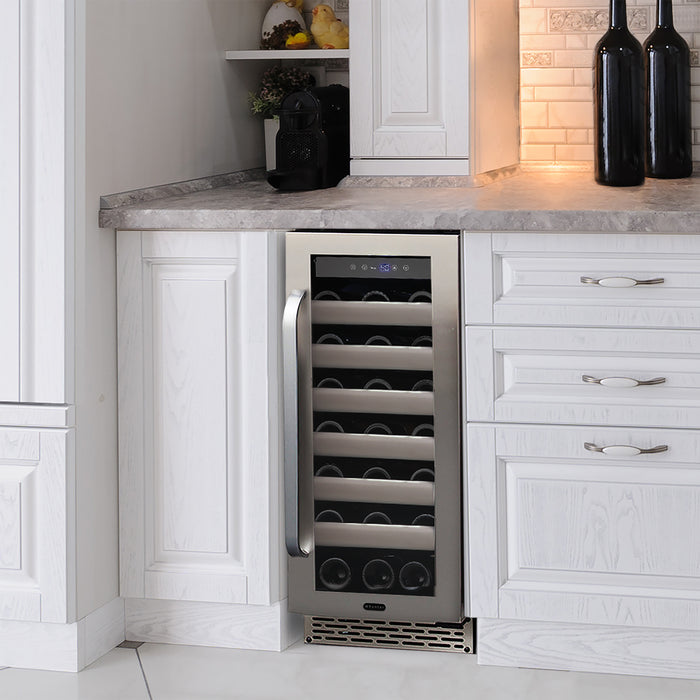Whynter Elite 33 Bottle Seamless Stainless Steel Door Single Zone Built-in Wine Refrigerator | BWR-331SL