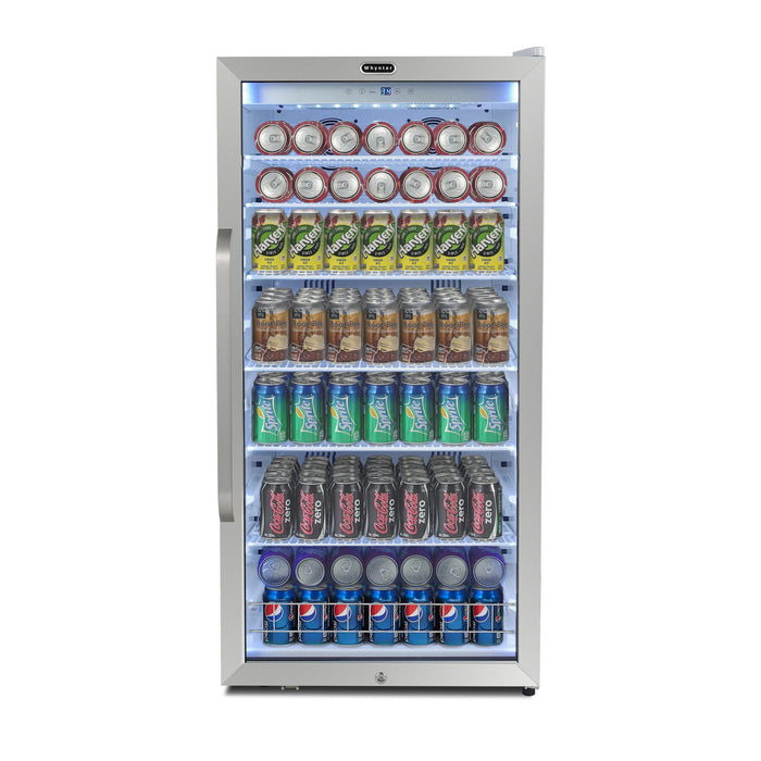 Whynter Commercial 10.6 cu. ft. Stainless Steel Commercial Beverage Merchandiser Display Refrigerator with Superlit Door and Lock – White | CBM-1060XLW/CBM-1060XLWa