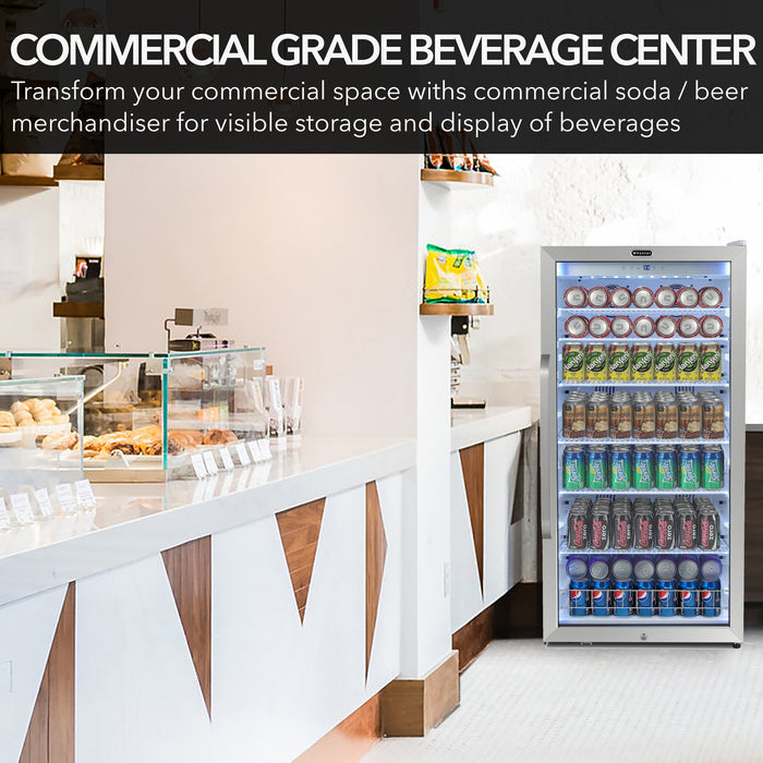 Whynter Commercial 10.6 cu. ft. Stainless Steel Commercial Beverage Merchandiser Display Refrigerator with Superlit Door and Lock – White | CBM-1060XLW/CBM-1060XLWa