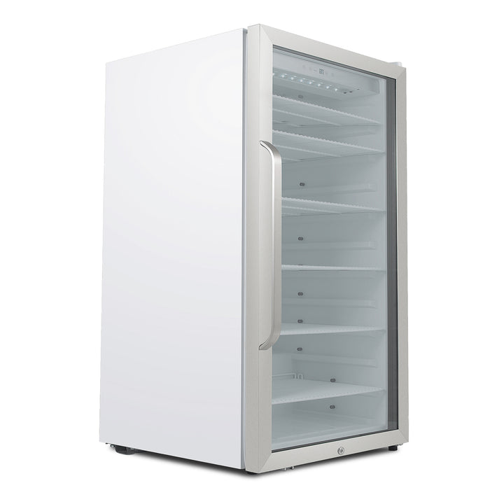 Whynter Commercial 10.6 cu. ft. Stainless Steel Commercial Beverage Merchandiser Display Refrigerator with Superlit Door and Lock – White | CBM-1060XLW/CBM-1060XLWa