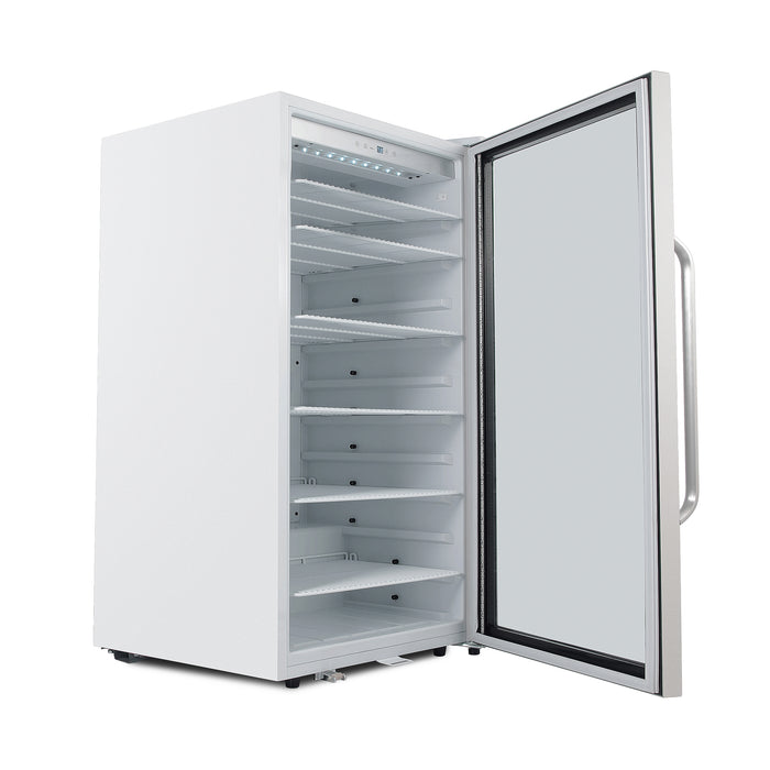 Whynter Commercial 10.6 cu. ft. Stainless Steel Commercial Beverage Merchandiser Display Refrigerator with Superlit Door and Lock – White | CBM-1060XLW/CBM-1060XLWa