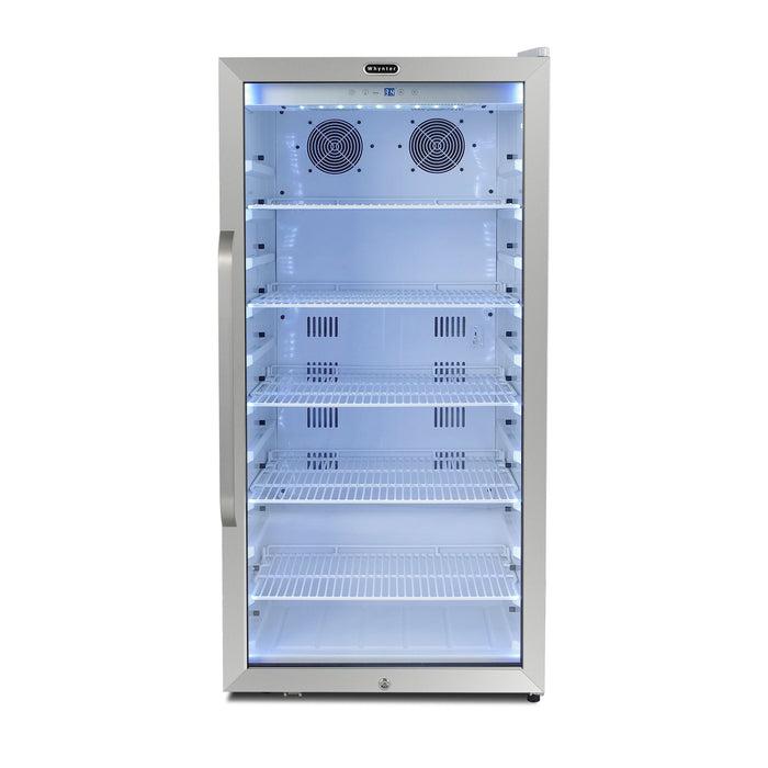 Whynter Commercial  8.1 cu. ft. Stainless Steel Commercial Beverage Merchandiser Display Refrigerator with Superlit Door and Lock – White | CBM-815WS/CBM-815WSa
