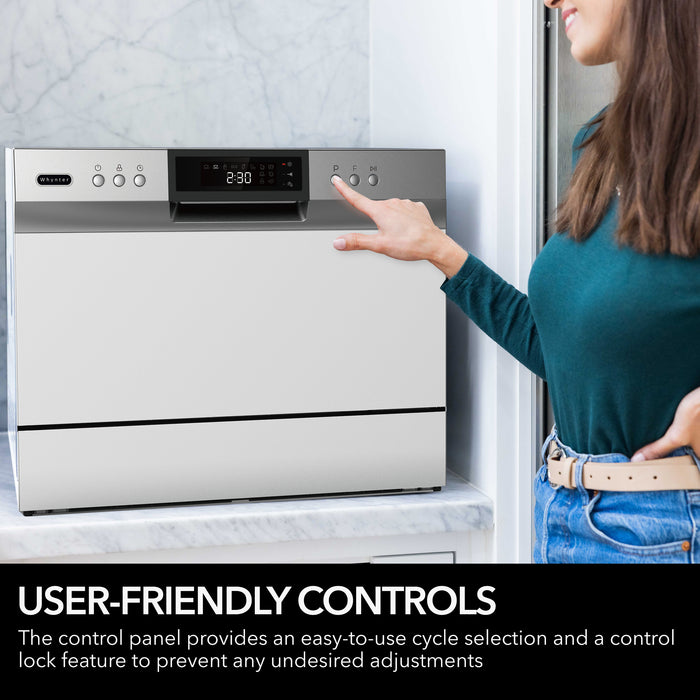 Whynter Energy Star Countertop Portable Dishwasher 6 place setting LED – White | CDW-6831WES
