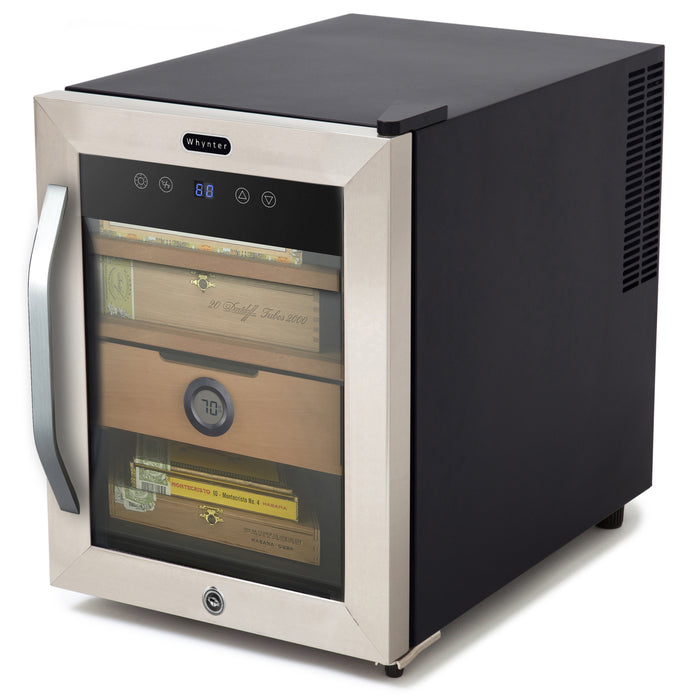 Whynter 250-Count 1.2 cu. ft. Electric Digital Control and Display Cigar Humidor Cooler with  - Stainless Steel | CHC-123DS