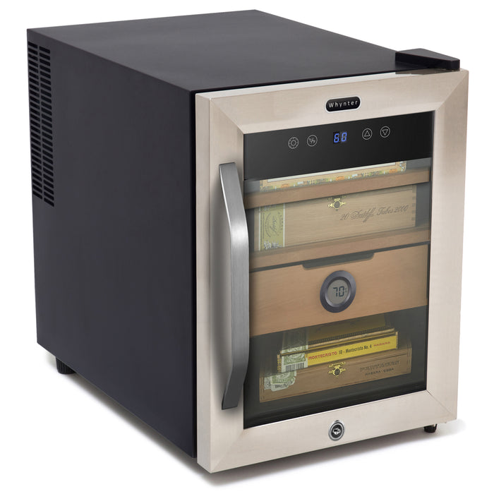 Whynter 250-Count 1.2 cu. ft. Electric Digital Control and Display Cigar Humidor Cooler with  - Stainless Steel | CHC-123DS