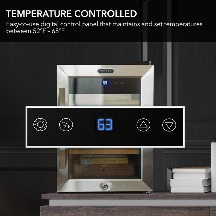 Whynter 250-Count 1.2 cu. ft. Electric Digital Control and Display Cigar Humidor Cooler with  - Stainless Steel | CHC-123DS