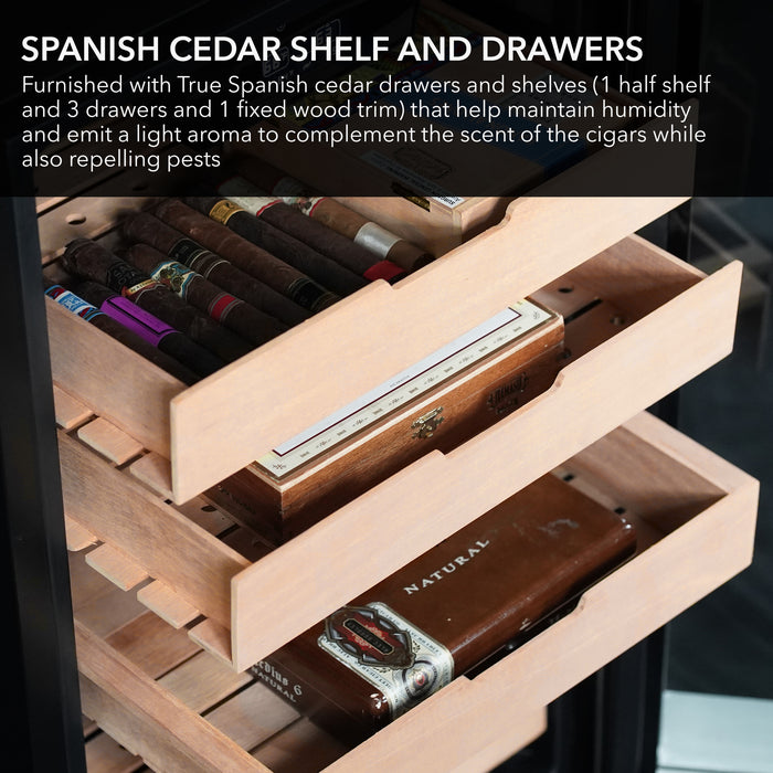 Whynter 650-Count 4.2 cu.ft. Electric Cigar Cabinet Cooler and Humidor with Humidity Temperature Control Cooling & Heating and Spanish Cedar Shelves | CHC-421HC