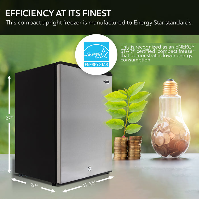 Whynter 2.1 cu. ft. Energy Star Upright Stainless Steel Mini Freezer with Lock | CUF-210SS