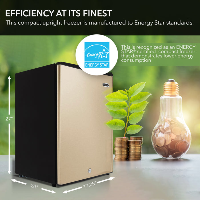 Whynter 2.1 cu.ft Energy Star Upright Freezer with Lock in Rose Gold | CUF-210SSG