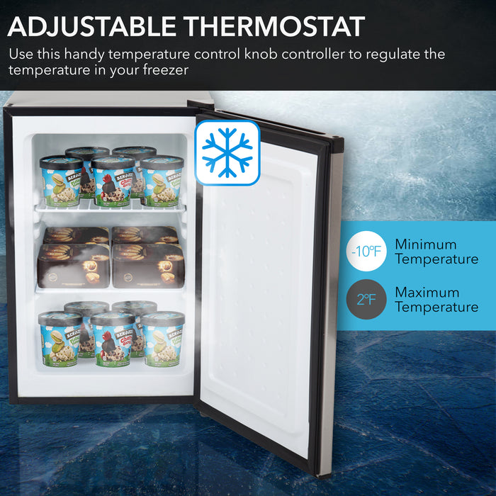 Whynter 2.1 cu. ft. Energy Star Upright Stainless Steel Mini Freezer with Lock | CUF-210SS