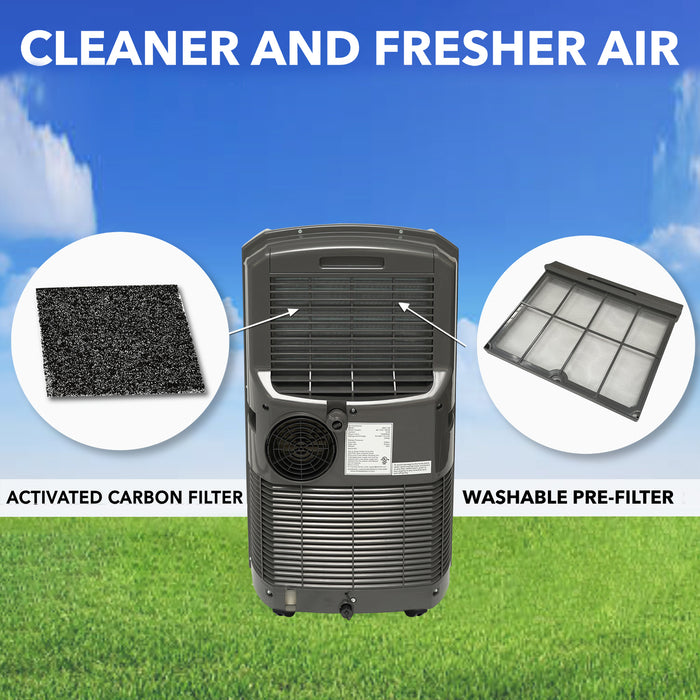 Whynter 12,000 BTU (5,000 BTU SACC) Portable Air Conditioner, Dehumidifier, and Fan with Activated Carbon Filter, up to 400 sq ft in Platinum | ARC-12S