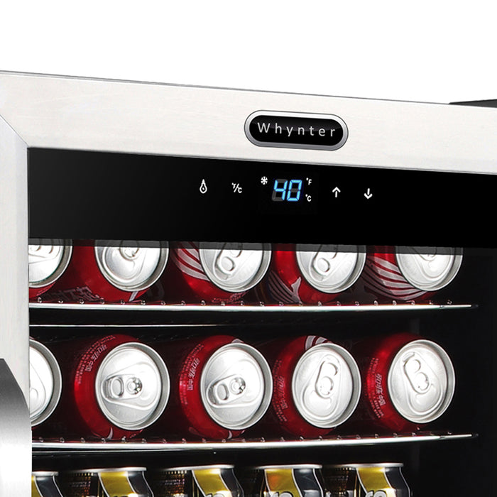 Whynter 121 Can Freestanding Beverage Refrigerator cooler with Digital Control and Lock Stainless Steel | BR-1211DS