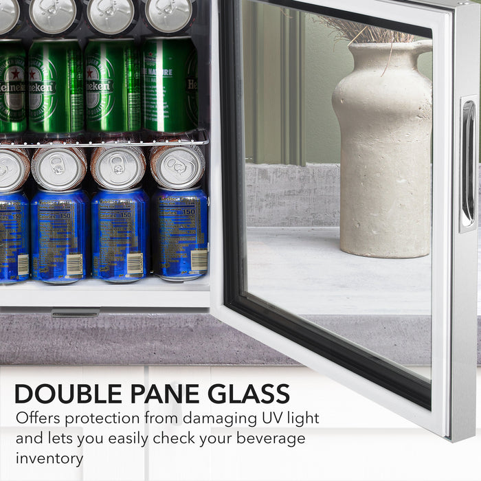Whynter 62 Can Freestanding Beverage Refrigerator cooler With Lock Stainless Steel | BR-062WS