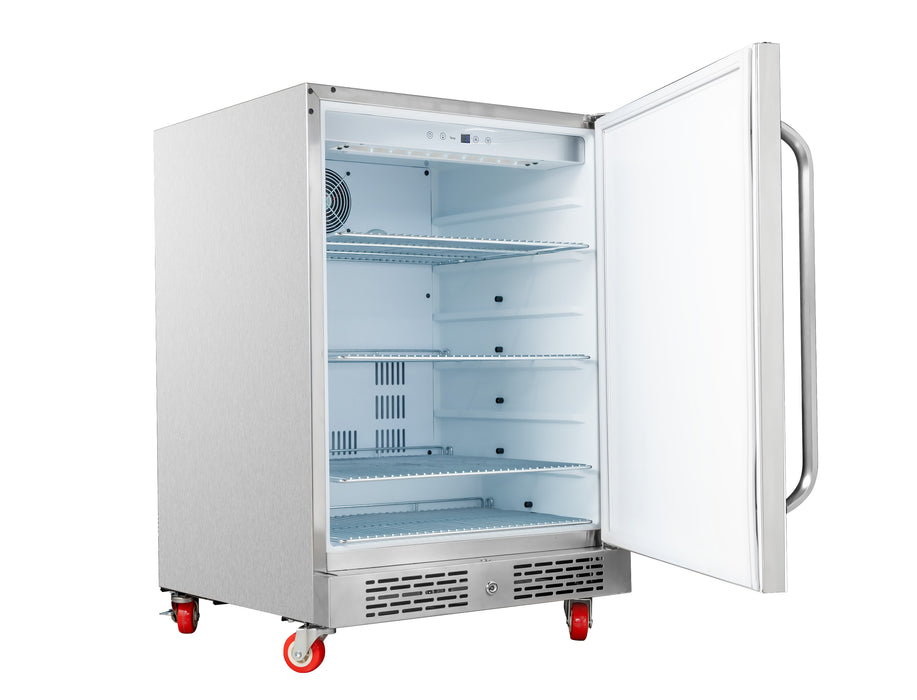 Whynter 24" Built-In Energy Star 5.3 cu. ft. Indoor/Outdoor Beverage Refrigerator Cooler Weather Proof in Stainless Steel with Lock and Optional Caster Wheels | BOR-53024-SSW/BOR-53024-SSWa