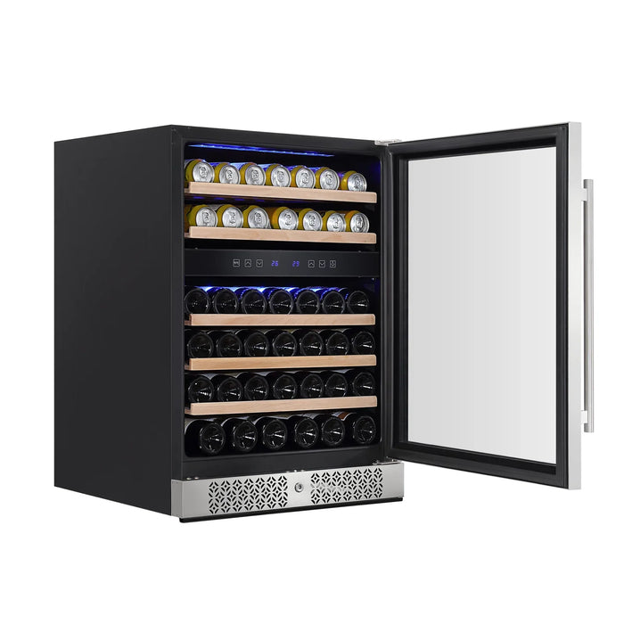 Empava 24 in. 46 Bottle Dual Zone Wine Cooler Beverage Fridge | EMPV-WC04D