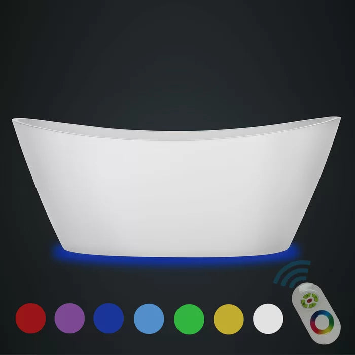 Empava 59 in. Freestanding Soaking Bathtub with LED Lights | EMPV-59FT1518LED