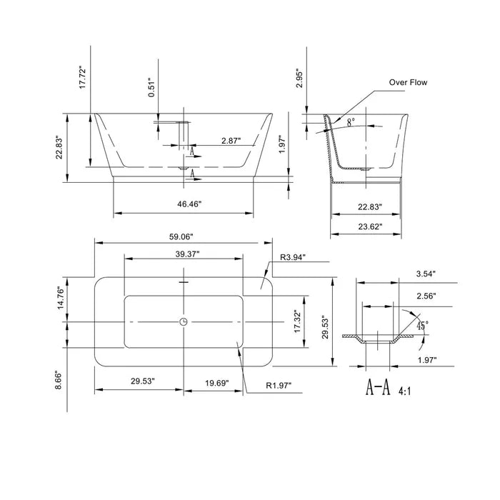 Empava 59 in. Freestanding Soaking Bathtub | EMPV-59FT1511