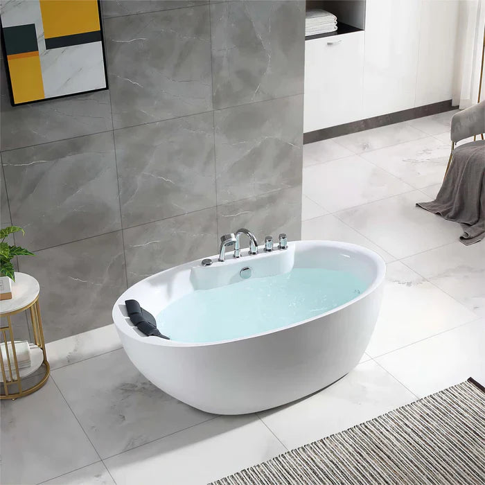 Empava 59 in. Freestanding Oval Whirlpool Bathtub | EMPV-59AIS12