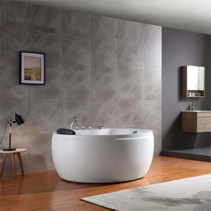 Empava 59 in. Freestanding Round Whirlpool Bathtub with Faucet | EMPV-59JT005
