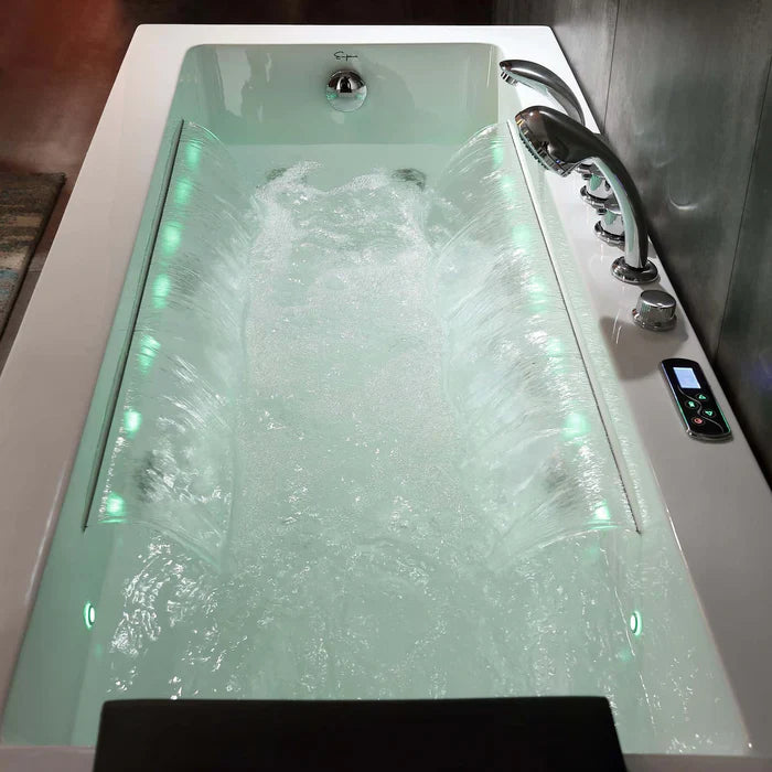 Empava 67 in. Alcove Whirlpool Rectangular Bathtub with LED Lights | EMPV-67JT351LED