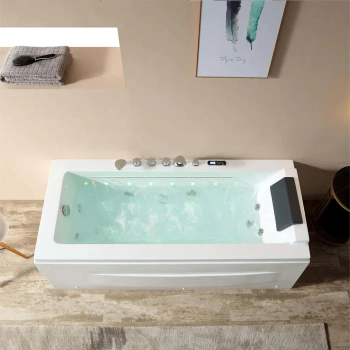 Empava 67 in. Alcove Whirlpool Rectangular Bathtub with LED Lights | EMPV-67JT351LED