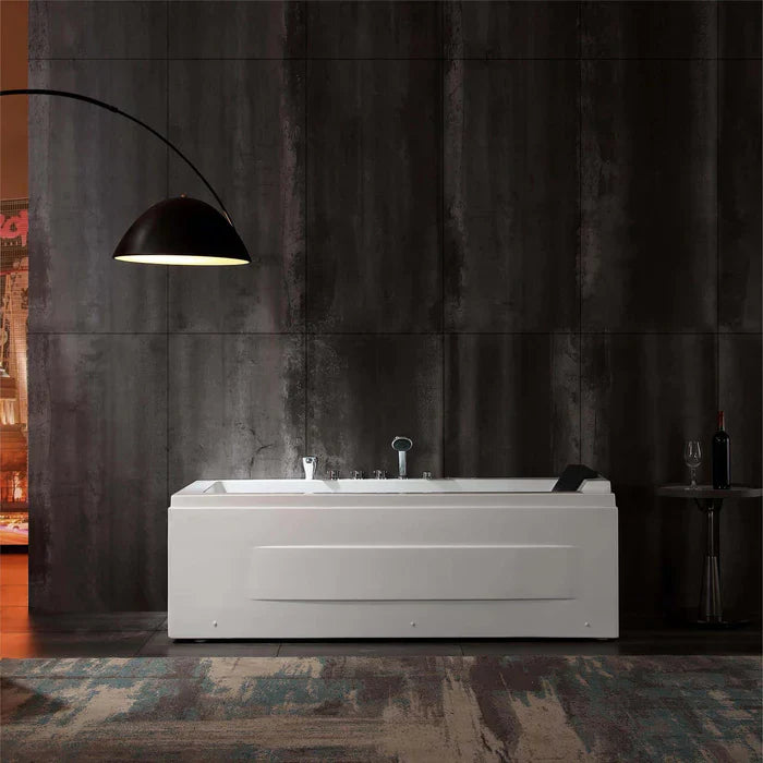 Empava 67 in. Alcove Whirlpool Rectangular Bathtub with LED Lights | EMPV-67JT351LED