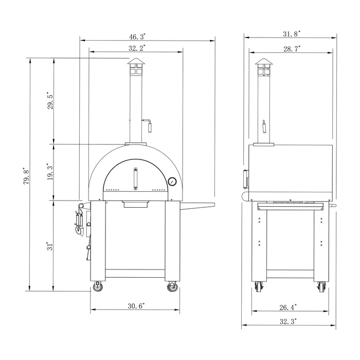 Empava Outdoor Wood Fired Pizza Oven with Side Table | EMPV-PG05