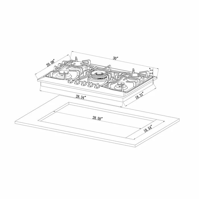 Empava 30 in. Built-in Gas Stove Cooktop with 5 Burners | EMPV-30GC21