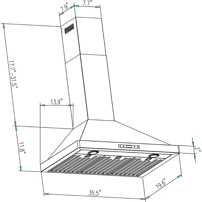 Empava 36 in. 380 CFM Ducted Wall Mount Range Hood | EMPV-36RH04