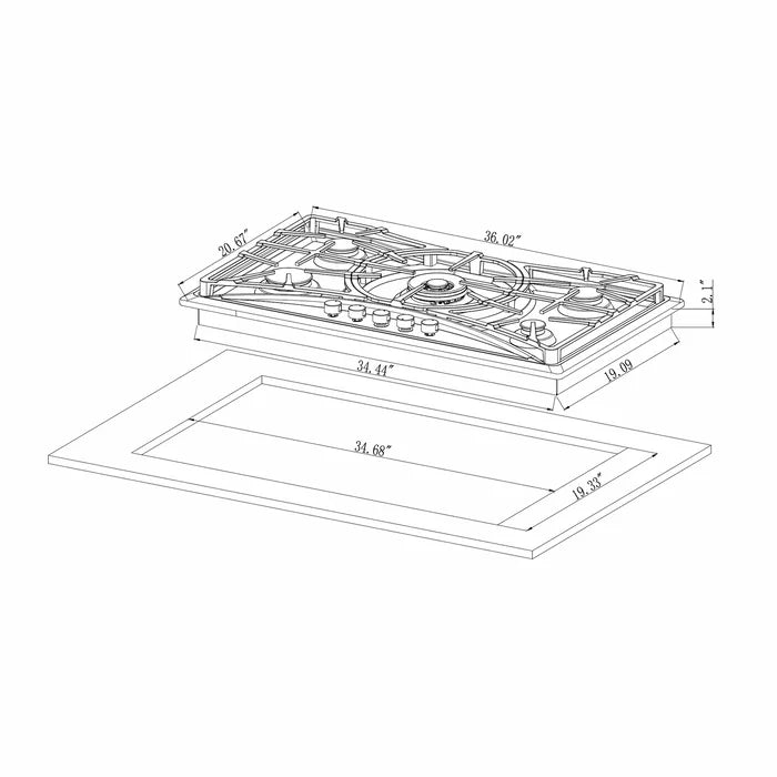 Empava 36 in. Built-in Gas Cooktops with 5 Burners | EMPV-36GC22