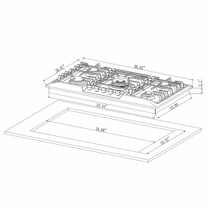 Empava 36 in. Built-in Gas Cooktops with 5 Burners | EMPV-36GC23