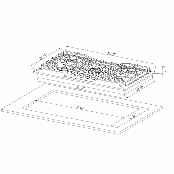Empava 36 in. Built-in Gas Cooktops with 5 Burners | EMPV-36GC24