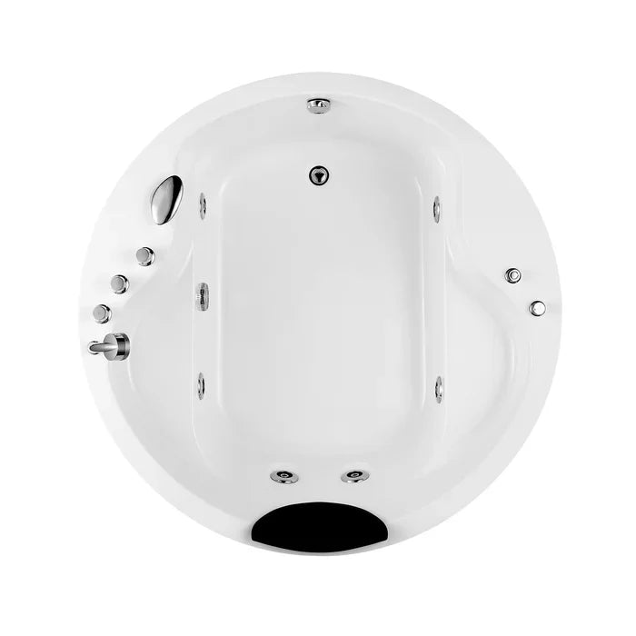 Empava 59 in. Freestanding Round Whirlpool Bathtub with Faucet | EMPV-59JT005