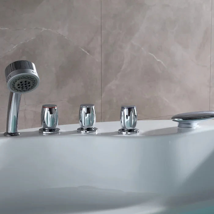 Empava 59 in. Freestanding Round Whirlpool Bathtub with Faucet | EMPV-59JT005