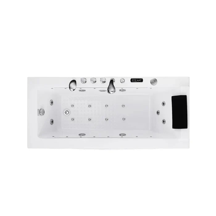 Empava 67 in. Alcove Whirlpool Rectangular Bathtub with LED Lights | EMPV-67JT351LED