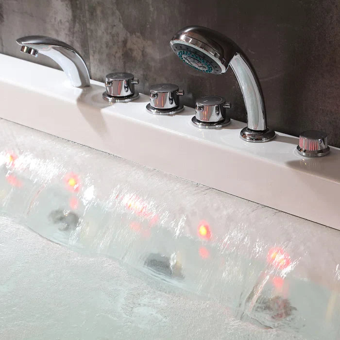 Empava 67 in. Alcove Whirlpool Rectangular Bathtub with LED Lights | EMPV-67JT351LED