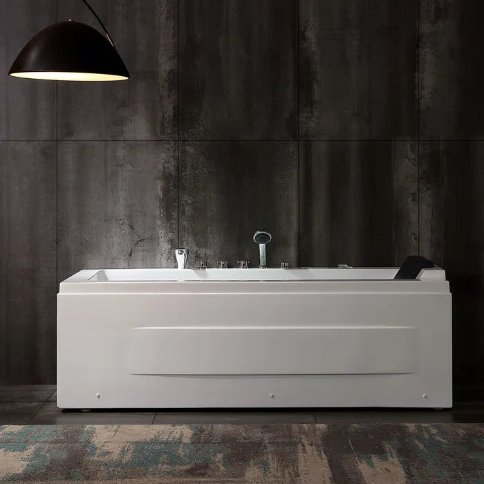 Empava 67 in. Alcove Whirlpool Rectangular Bathtub with LED Lights | EMPV-67JT351LED