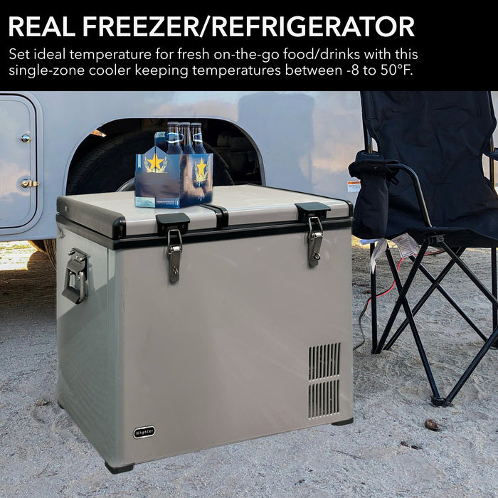 Whynter 90 Quart Dual Zone Portable Fridge/ Freezer with 12v Option and Wheels | FM-901DZ