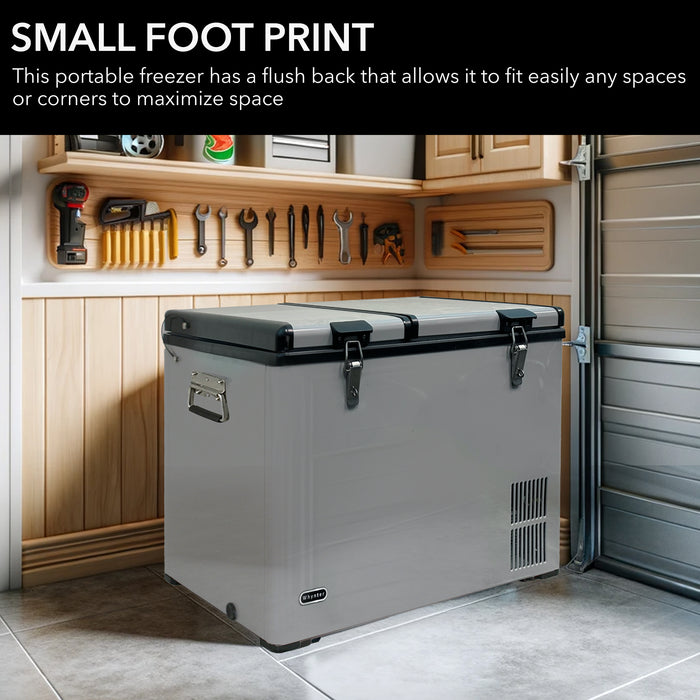 Whynter 90 Quart Dual Zone Portable Fridge/ Freezer with 12v Option and Wheels | FM-901DZ