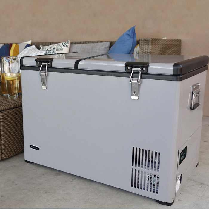 Whynter 90 Quart Dual Zone Portable Fridge/ Freezer with 12v Option and Wheels | FM-901DZ
