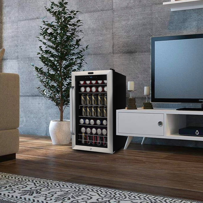 Whynter 121 Can Freestanding Beverage Refrigerator cooler with Digital Control and Lock Stainless Steel | BR-1211DS