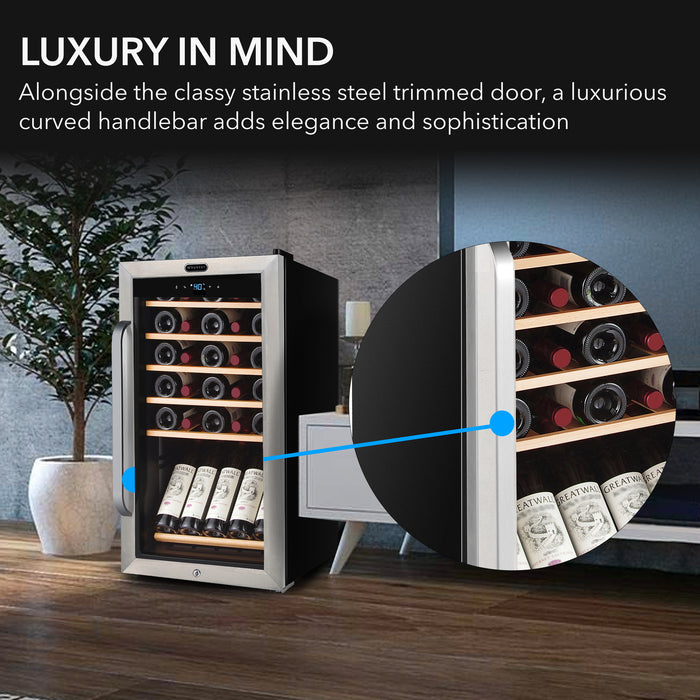 Whynter FWC-341TS 34 Bottle Freestanding Stainless Steel Wine Refrigerator with Display Shelf and Digital Control