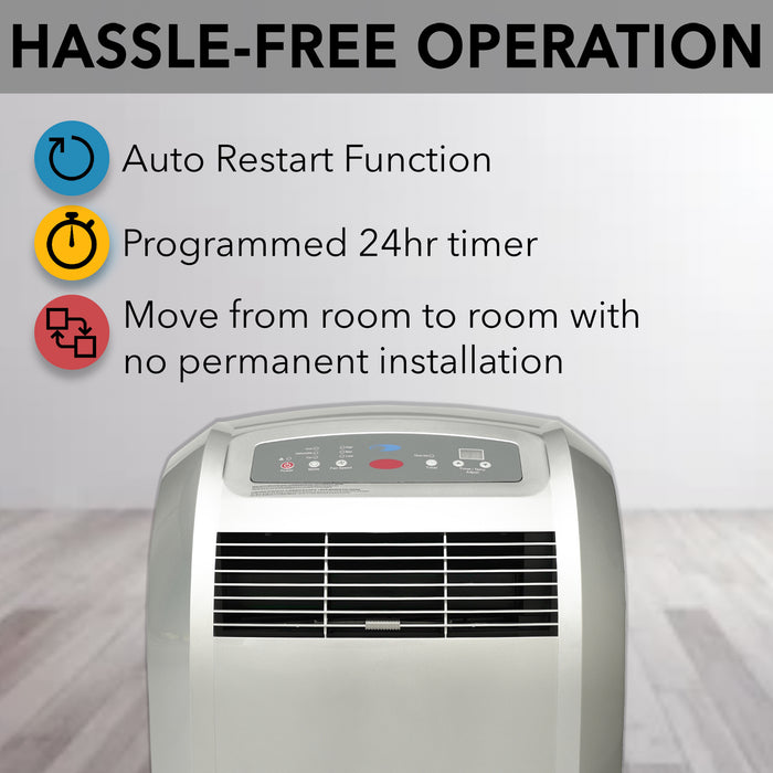Whynter 12,000 BTU (5,000 BTU SACC) Portable Air Conditioner, Dehumidifier, and Fan with Activated Carbon Filter, up to 400 sq ft in Platinum | ARC-12S