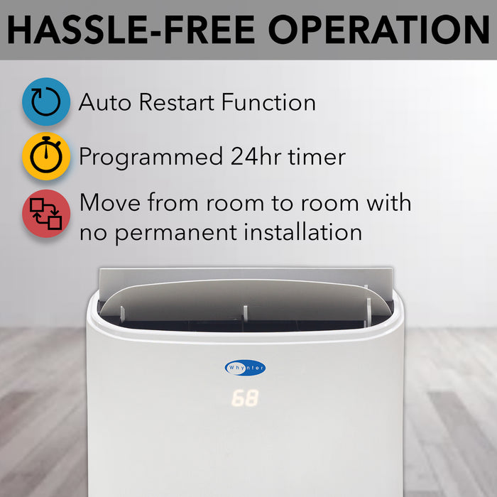 Whynter 14,000 BTU (10,000 BTU SACC) Dual Hose Cooling Portable Air Conditioner, Dehumidifier, and Fan with Remote Control, HEPA, and Carbon Filter, up to 500 sq ft in White | ARC-147WF