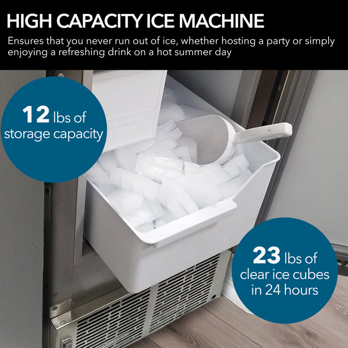 Whynter 14'' Undercounter Automatic Stainless Steel Marine Ice Maker 23lb Daily Output | MIM-14231SS
