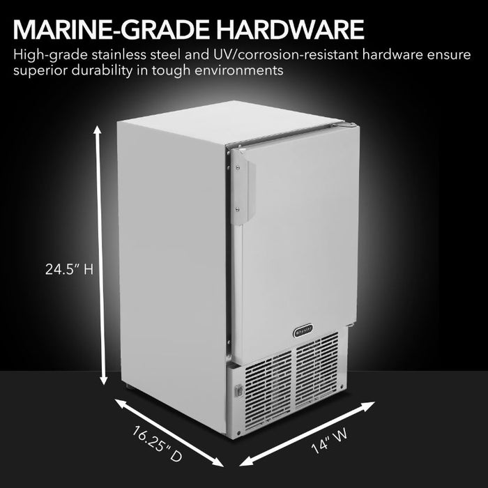 Whynter 14'' Undercounter Automatic Stainless Steel Marine Ice Maker 23lb Daily Output | MIM-14231SS
