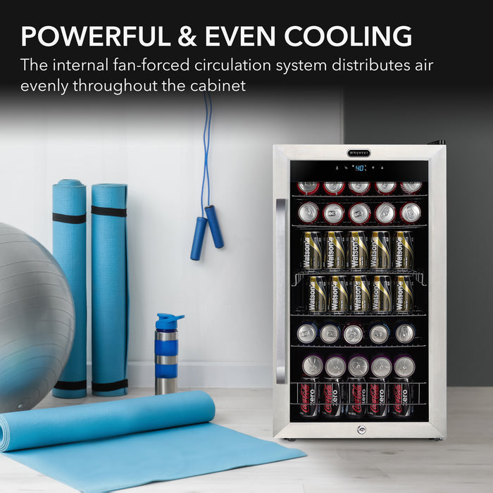 Whynter 121 Can Freestanding Beverage Refrigerator cooler with Digital Control and Lock Stainless Steel | BR-1211DS