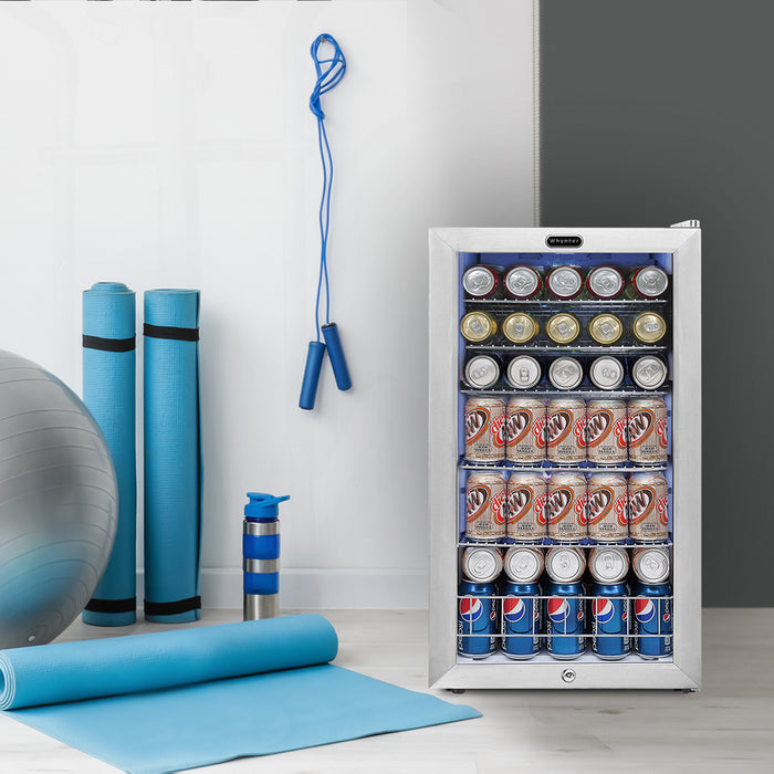 Whynter 120 Can Freestanding Beverage Refrigerator cooler with Lock Stainless Steel | BR-128WS