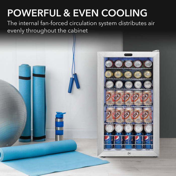 Whynter 120 Can Freestanding Beverage Refrigerator cooler with Lock Stainless Steel | BR-128WS